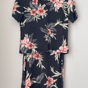 VTG Tommy Bahama 2-piece Silk Dress Jacket Top XS Floral Hawaiian 🌺